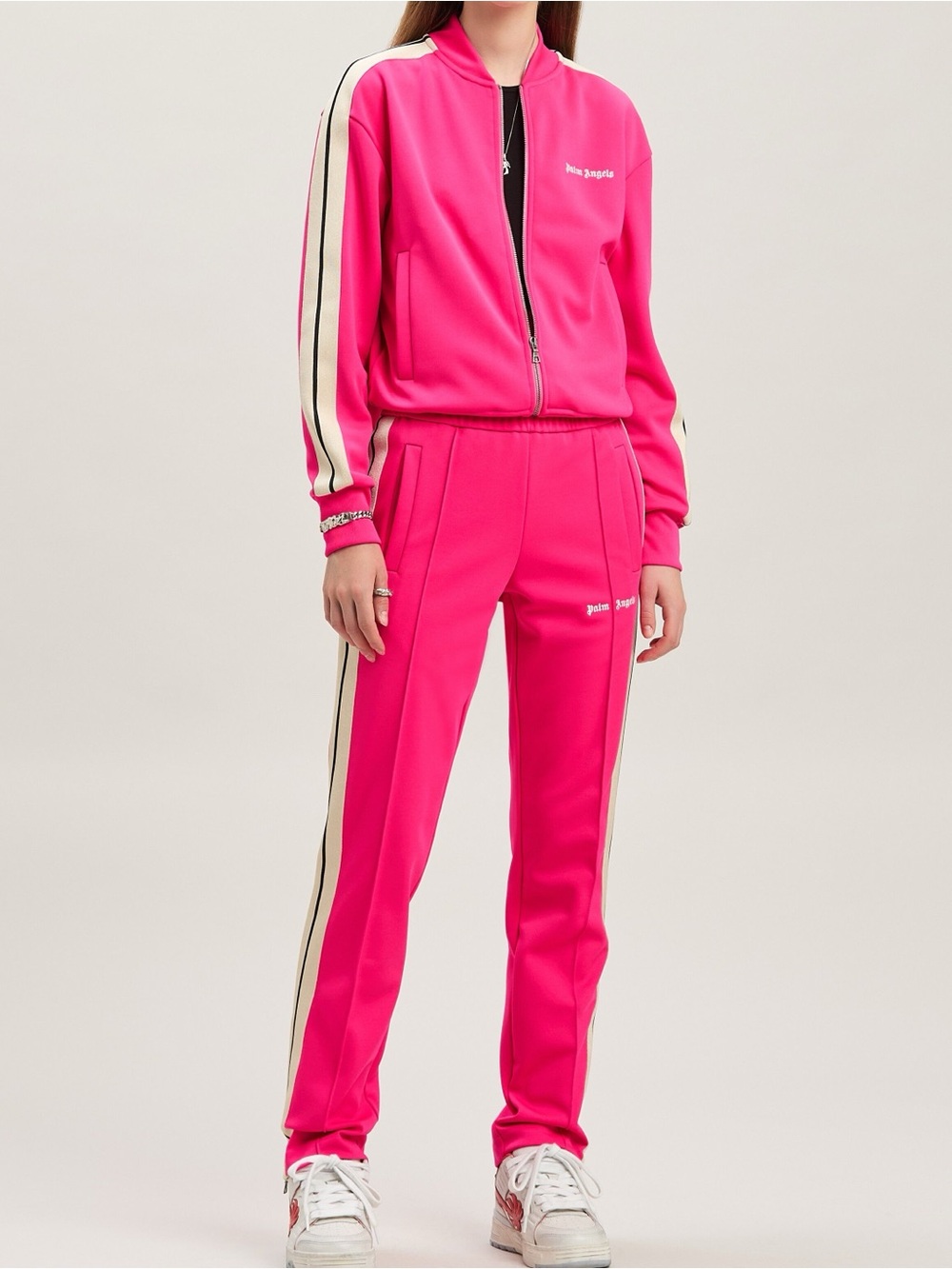 Palm Angels Girls Track Suit Pants and Jacket Pink Size 6 Wide Leg Versatile Lux